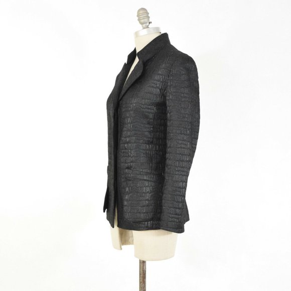 Elie Tahari Metallic Black Jacquard Blazer - Picture 4 of 8